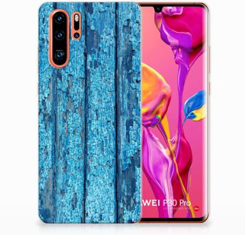 B2Ctelecom Huawei P30 Pro Uniek TPU Hoesje Wood Blue