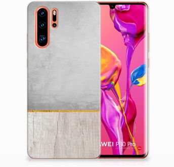 B2Ctelecom Huawei P30 Pro Uniek TPU Hoesje Wood Concrete