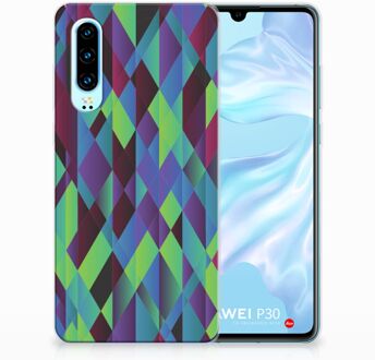 B2Ctelecom Huawei P30 TPU Hoesje Design Abstract Green Blue