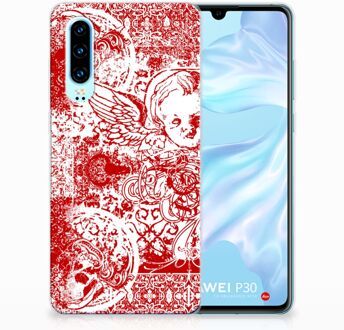 B2Ctelecom Huawei P30 TPU Hoesje Design Angel Skull Red