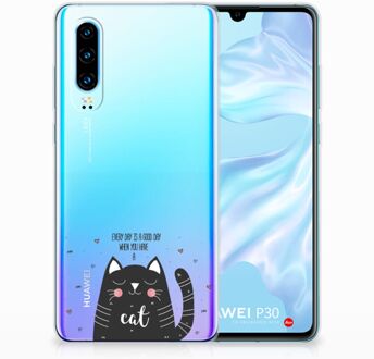 B2Ctelecom Huawei P30 TPU Hoesje Design Cat Good Day