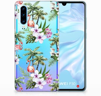 B2Ctelecom Huawei P30 TPU Hoesje Design Flamingo Palms