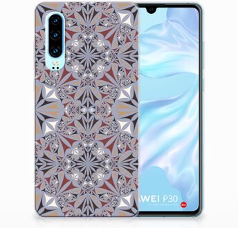 B2Ctelecom Huawei P30 TPU Hoesje Design Flower Tiles