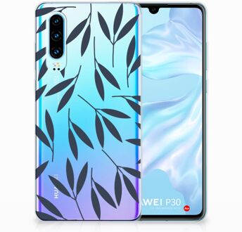 B2Ctelecom Huawei P30 TPU Hoesje Design Leaves Blue