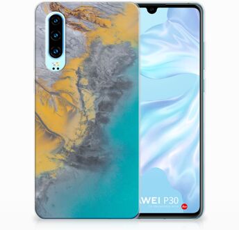 B2Ctelecom Huawei P30 TPU Hoesje Design Marble Blue Gold