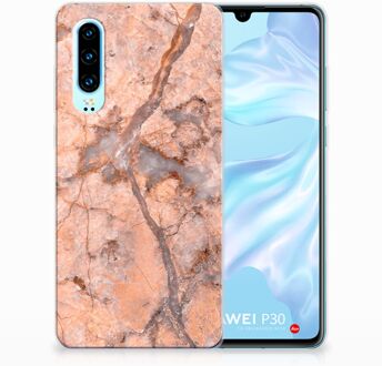 B2Ctelecom Huawei P30 TPU Hoesje Design Marmer Oranje