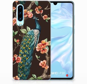 B2Ctelecom Huawei P30 TPU Hoesje Design Pauw met Bloemen