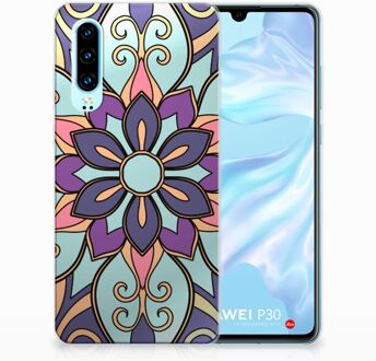 B2Ctelecom Huawei P30 TPU Hoesje Design Purple Flower