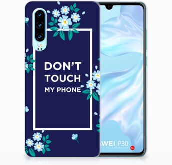 B2Ctelecom Huawei P30 TPU Hoesje Flowers Blue DTMP