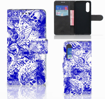 B2Ctelecom Huawei P30 Uniek Boekhoesje Angel Skull Blue