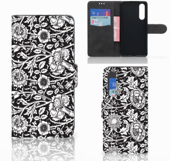 B2Ctelecom Huawei P30 Uniek Boekhoesje Black Flowers