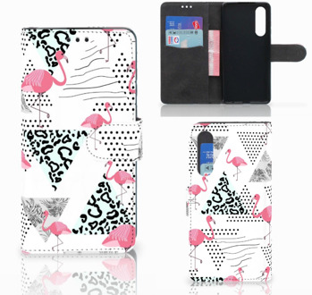 B2Ctelecom Huawei P30 Uniek Boekhoesje Flamingo Triangle