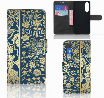 B2Ctelecom Huawei P30 Uniek Boekhoesje Golden Flowers