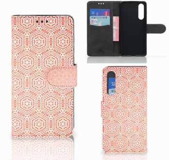 B2Ctelecom Huawei P30 Uniek Boekhoesje Pattern Orange