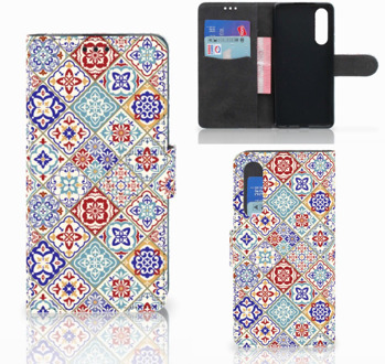 B2Ctelecom Huawei P30 Uniek Boekhoesje Tiles Color