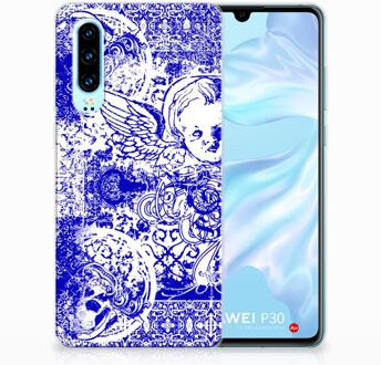 B2Ctelecom Huawei P30 Uniek TPU Hoesje Angel Skull Blue