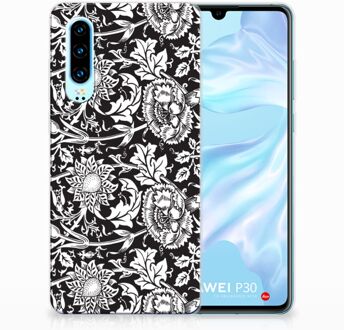 B2Ctelecom Huawei P30 Uniek TPU Hoesje Black Flowers