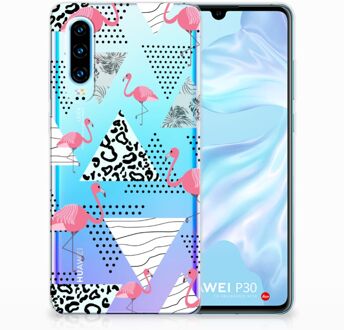 B2Ctelecom Huawei P30 Uniek TPU Hoesje Flamingo Triangle