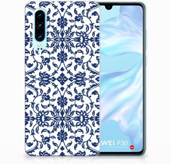 B2Ctelecom Huawei P30 Uniek TPU Hoesje Flower Blue