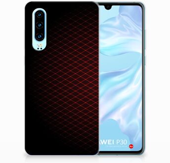 B2Ctelecom Huawei P30 Uniek TPU Hoesje Geruit Rood