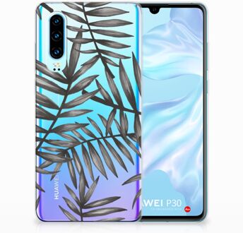 B2Ctelecom Huawei P30 Uniek TPU Hoesje Leaves Grey