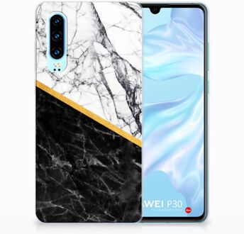 B2Ctelecom Huawei P30 Uniek TPU Hoesje Marble White Black