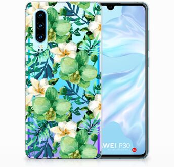 B2Ctelecom Huawei P30 Uniek TPU Hoesje Orchidee Groen