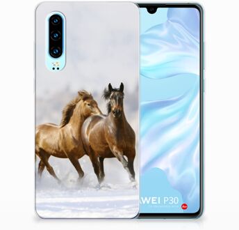 B2Ctelecom Huawei P30 Uniek TPU Hoesje Paarden