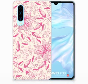 B2Ctelecom Huawei P30 Uniek TPU Hoesje Pink Flowers