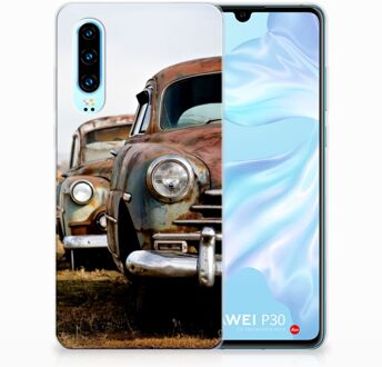 B2Ctelecom Huawei P30 Uniek TPU Hoesje Vintage Auto