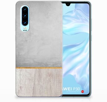 B2Ctelecom Huawei P30 Uniek TPU Hoesje Wood Concrete