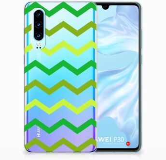 B2Ctelecom Huawei P30 Uniek TPU Hoesje Zigzag Groen