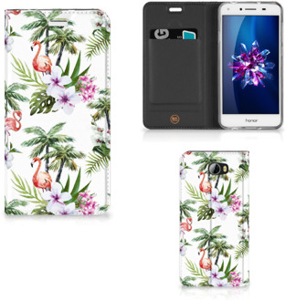 B2Ctelecom Huawei Y5 2 | Y6 Compact Standcase Hoesje Design Flamingo Palms