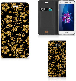 B2Ctelecom Huawei Y5 2 | Y6 Compact Standcase Hoesje Design Gouden Bloemen