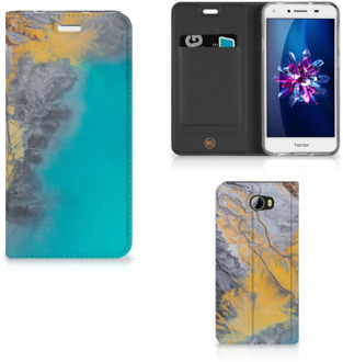 B2Ctelecom Huawei Y5 2 | Y6 Compact Standcase Hoesje Design Marble Blue Gold