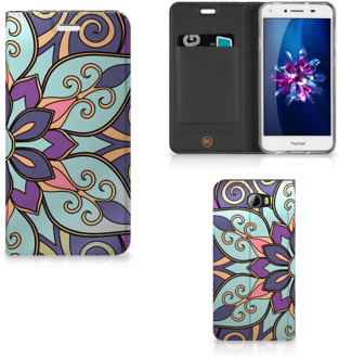 B2Ctelecom Huawei Y5 2 | Y6 Compact Standcase Hoesje Design Purple Flower