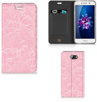 B2Ctelecom Huawei Y5 2 | Y6 Compact Standcase Hoesje Design White Flowers