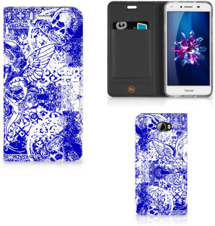 B2Ctelecom Huawei Y5 2 | Y6 Compact Uniek Standcase Hoesje Angel Skull Blue