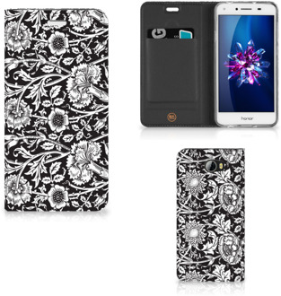 B2Ctelecom Huawei Y5 2 | Y6 Compact Uniek Standcase Hoesje Black Flowers