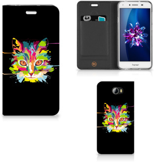 B2Ctelecom Huawei Y5 2 | Y6 Compact Uniek Standcase Hoesje Cat Color