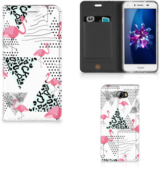 B2Ctelecom Huawei Y5 2 | Y6 Compact Uniek Standcase Hoesje Flamingo Triangle