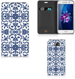 B2Ctelecom Huawei Y5 2 | Y6 Compact Uniek Standcase Hoesje Flower Blue