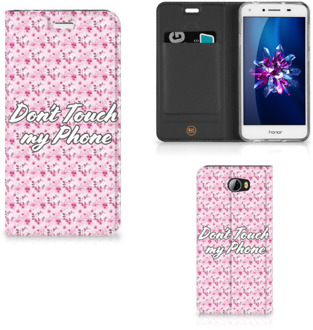 B2Ctelecom Huawei Y5 2 | Y6 Compact Uniek Standcase Hoesje Flowers Pink DTMP