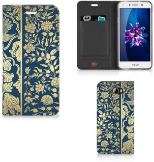 B2Ctelecom Huawei Y5 2 | Y6 Compact Uniek Standcase Hoesje Golden Flowers