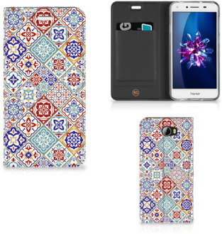 B2Ctelecom Huawei Y5 2 | Y6 Compact Uniek Standcase Hoesje Tiles Color