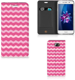 B2Ctelecom Huawei Y5 2 | Y6 Compact Uniek Standcase Hoesje Waves Pink