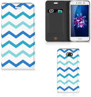 B2Ctelecom Huawei Y5 2 | Y6 Compact Uniek Standcase Hoesje Zigzag Blauw