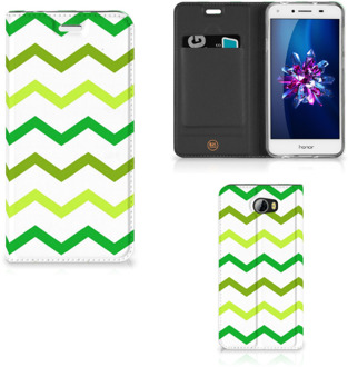 B2Ctelecom Huawei Y5 2 | Y6 Compact Uniek Standcase Hoesje Zigzag Groen