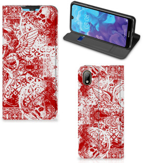 B2Ctelecom Huawei Y5 (2019) Mobiel BookCase Angel Skull Red