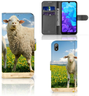 B2Ctelecom Huawei Y5 (2019) Telefoonhoesje met Pasjes Schaap en Lammetje